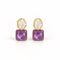 MAYVIKA Purple Pearl Statement Earrings