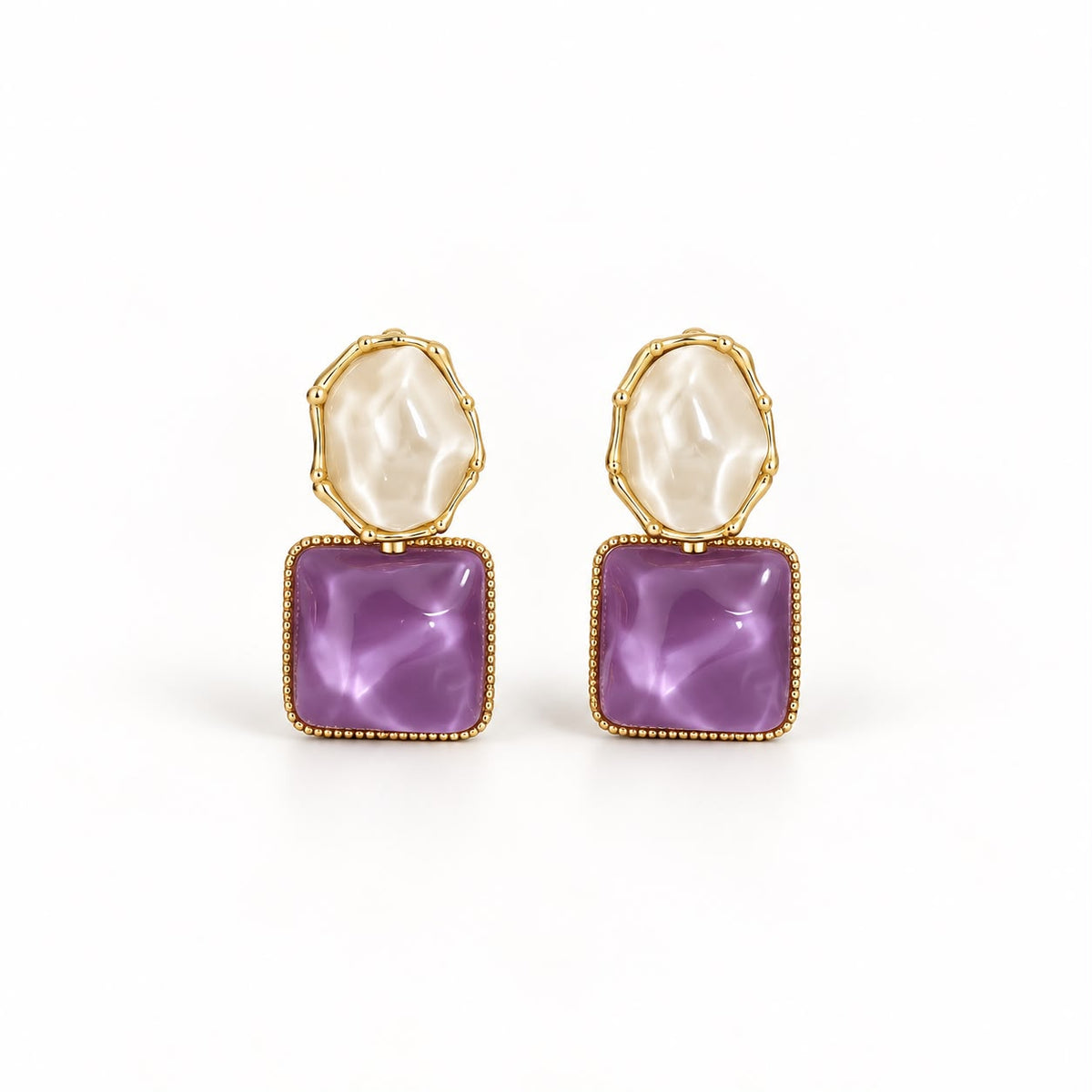 MAYVIKA Purple Pearl Statement Earrings