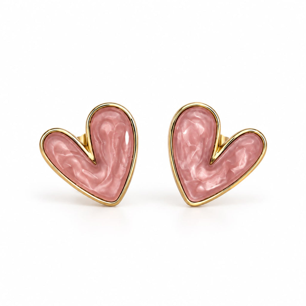 MAYVIKA Heart Enamel Stud Earrings