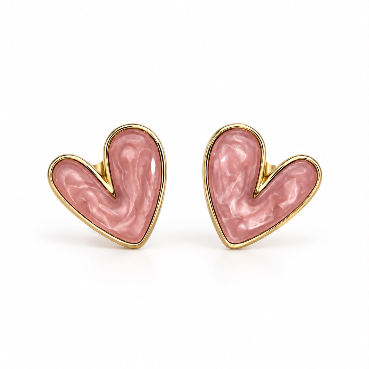 MAYVIKA Heart Enamel Stud Earrings