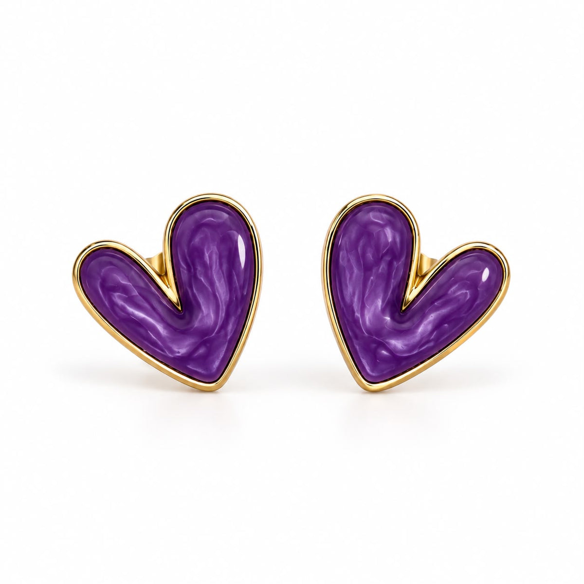 MAYVIKA Heart Enamel Stud Earrings