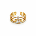 MAYVIKA Crystal Multi-Layer Gold Cuff Bracelet