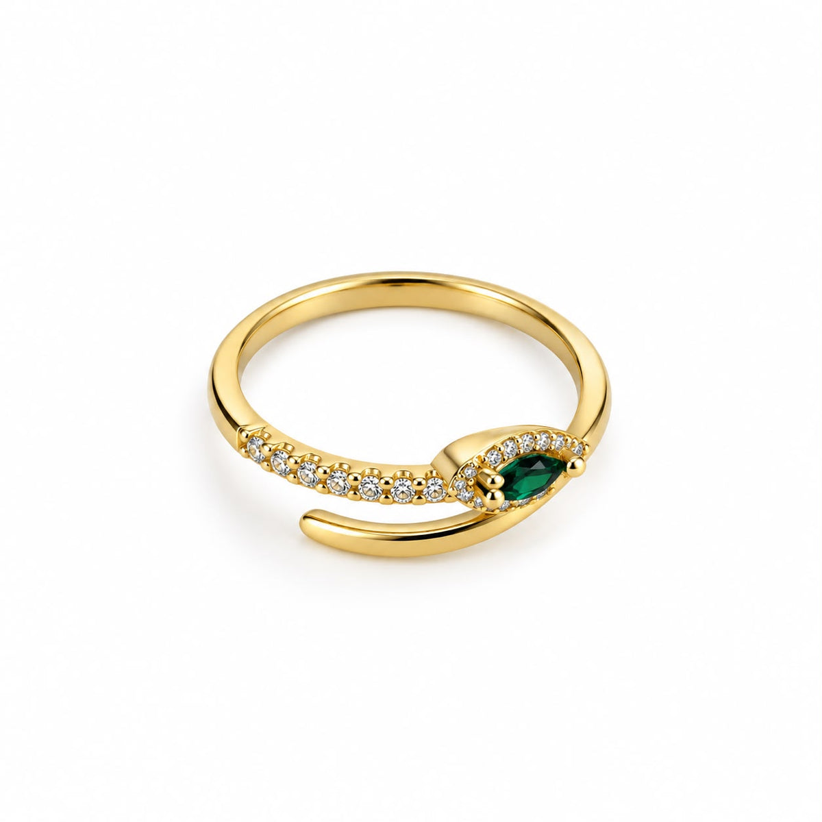 MAYVIKA Emerald Green Crystal Gold Ring