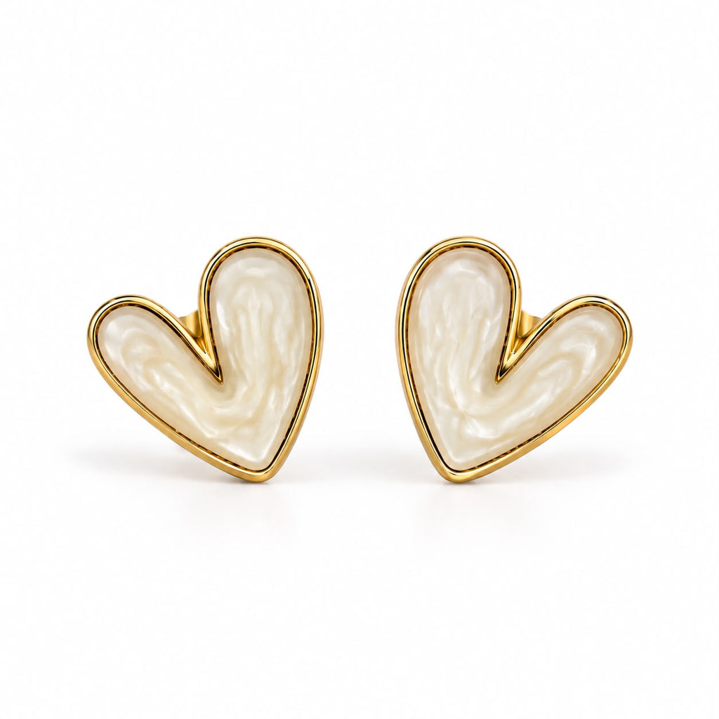 MAYVIKA Heart Enamel Stud Earrings