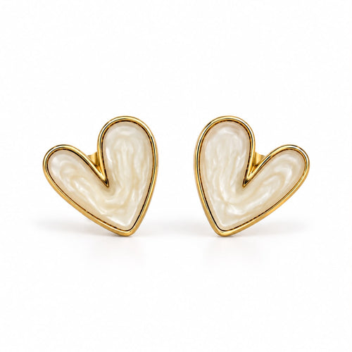 MAYVIKA Heart Enamel Stud Earrings