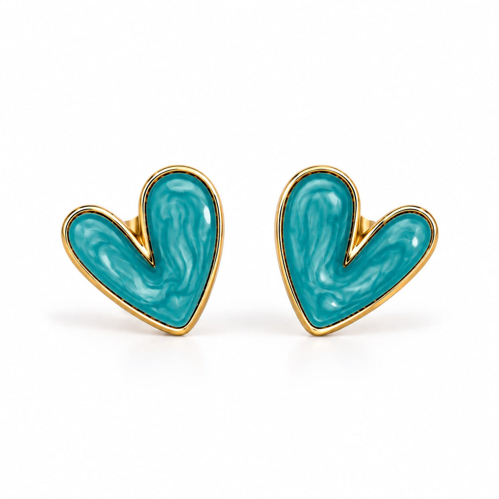 MAYVIKA Heart Enamel Stud Earrings