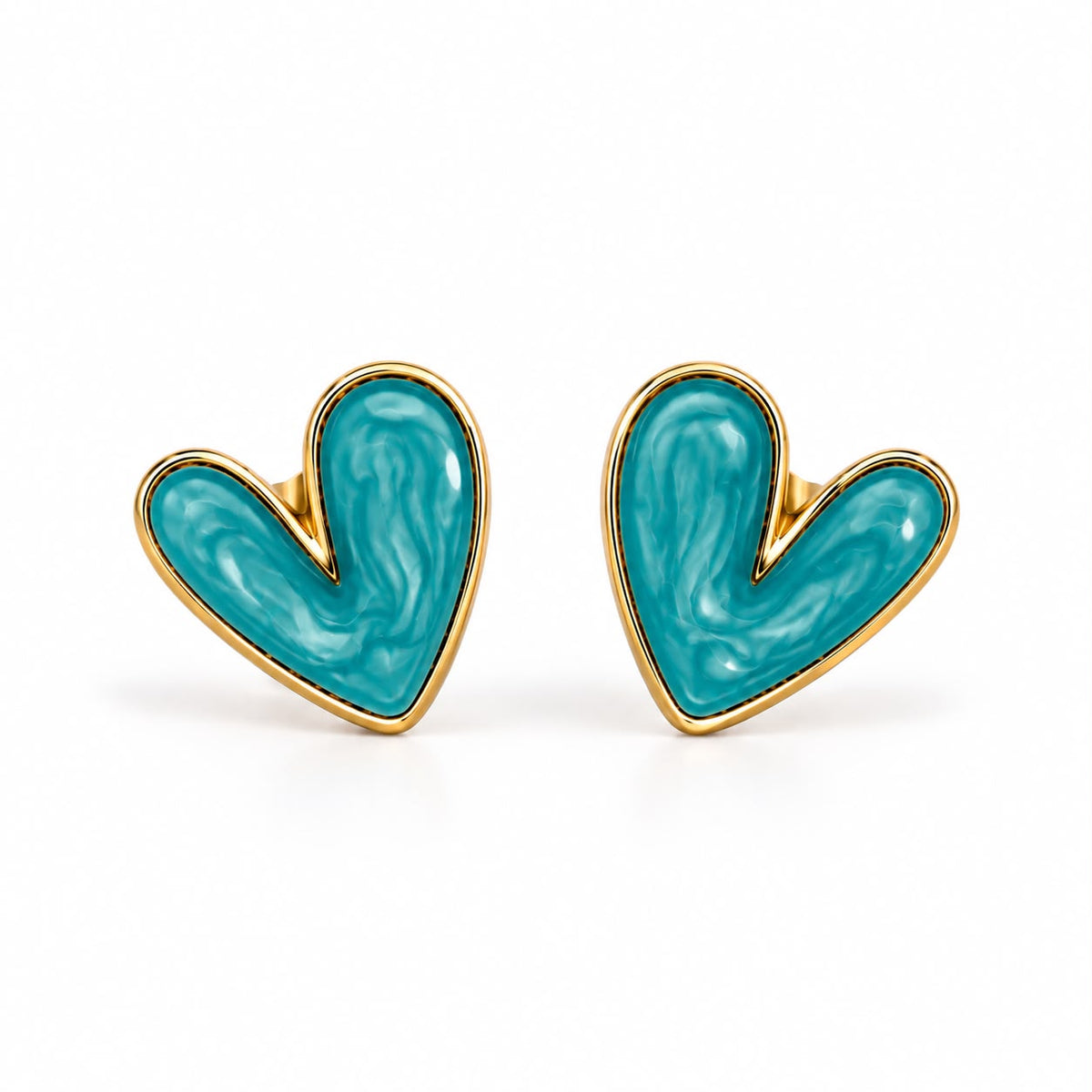 MAYVIKA Heart Enamel Stud Earrings