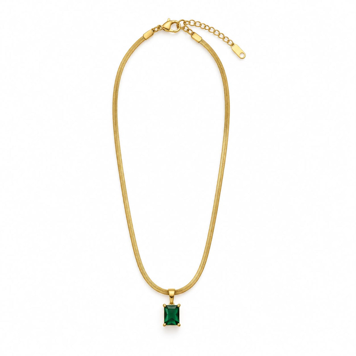 MAYVIKA Emerald Green Pendant Gold Necklace