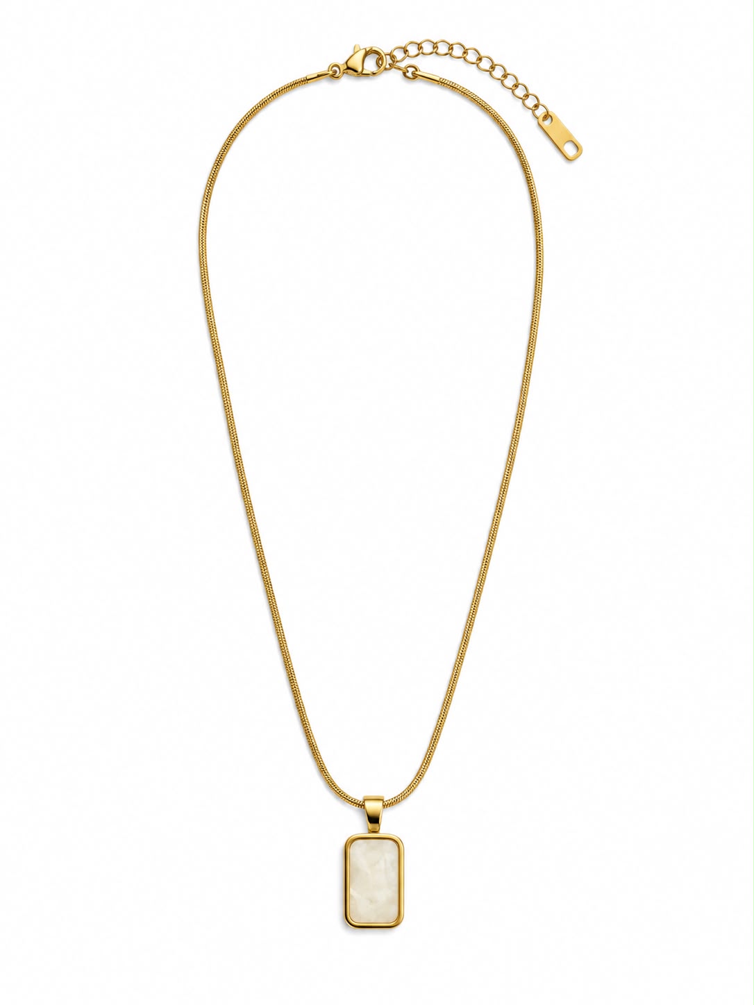 MAYVIKA Pearl Rectangle Gold Necklace