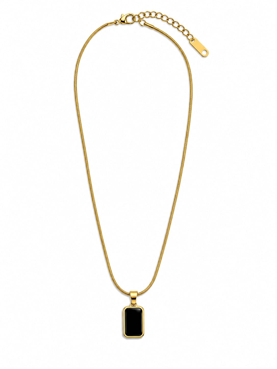 MAYVIKA Black Rectangle Gold Necklace