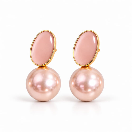 MAYVIKA Oval Pearl Drop Earrings