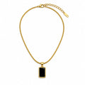 MAYVIKA Black Rectangle Gold Necklace